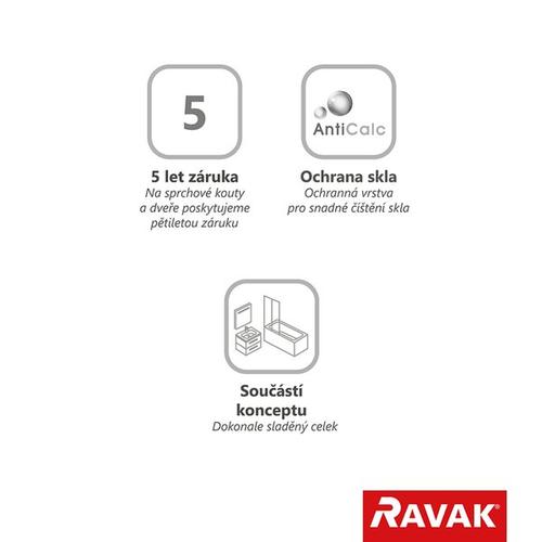 Pevná stěna ke sprchovému koutu 80 cm bílá + transparent - Ravak 10PS