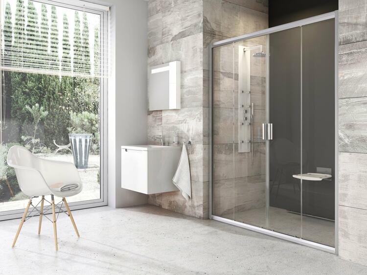 Sprchové dveře 140 cm satin + transparent - Ravak BLDP4