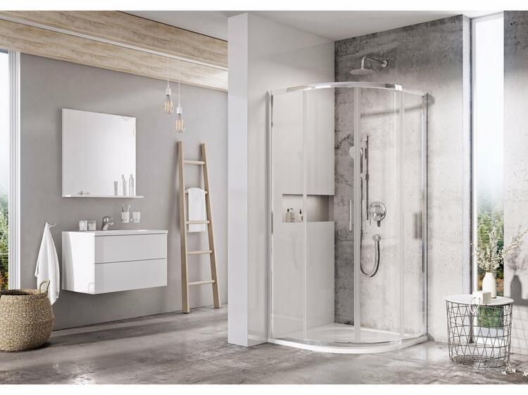 Sprchový kout čtvrtkruhový 80 cm lesk + transparent - Ravak BLSCP4