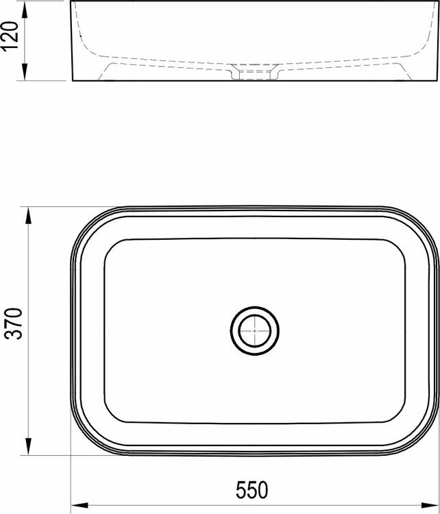 Umyvadlo na desku 55 cm bez přepadu - Ravak Ceramic 550 Slim R