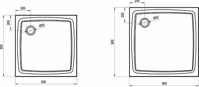 Čtvercová sprchová vanička z litého mramoru 80 cm – Ravak Perseus Pro Flat XA034411010