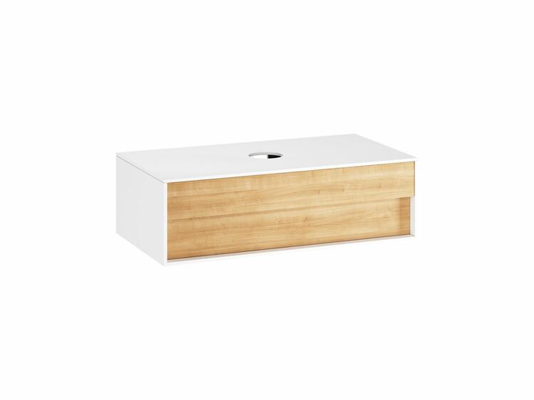 Koupelnová skříňka bez umyvadla bílá/dub - Ravak SD Step 1000