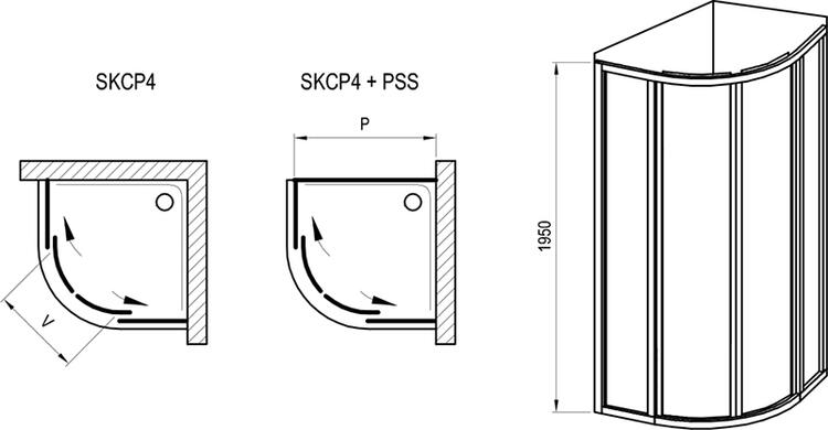 Sprchový kout čtvrtkruhový 90 cm černá + pearl - Ravak SKCP4