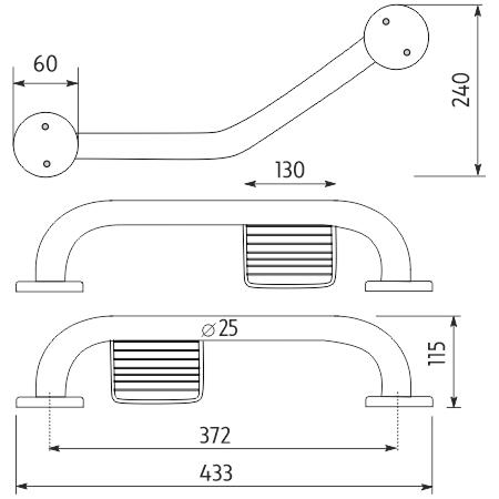 Madlo lomené s mýdelníkem 455x25 mm – Nimco BM 7035LZ-18