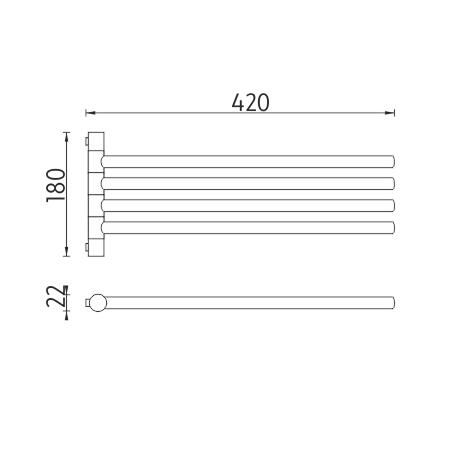 Držák na ručníky otočný, 42 cm – Nimco Bormo BR 11096-4-26