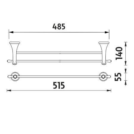 Držák na ručníky dvojitý, 52 cm staroměď – Nimco Lada LA 19046D-80