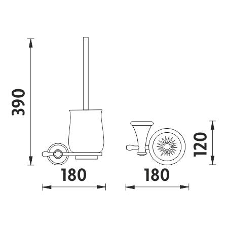 Toaletní WC kartáč staroměď - Nimco Lada LA 19094K-80