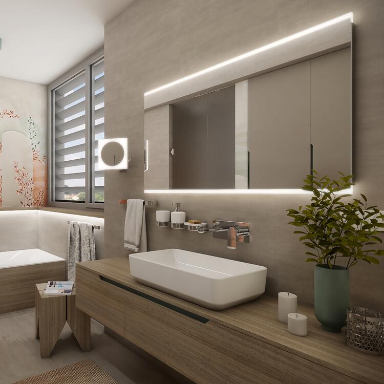 Zrcadlo hliníkový rám s led osvětlením 100×70 cm – Nimco Série 12000 ZP 12004