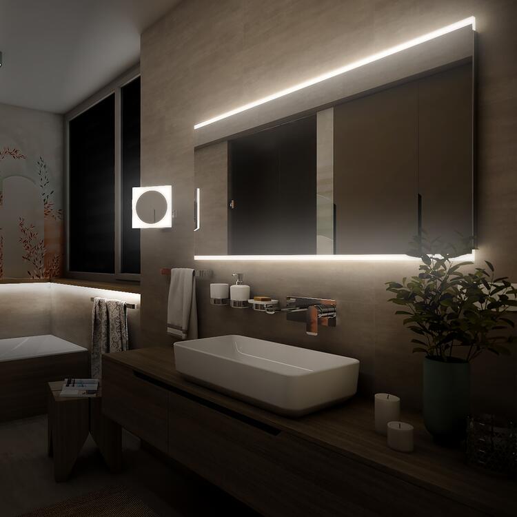 Zrcadlo hliníkový rám s led osvětlením 100×70 cm – Nimco Série 12000 ZP 12004