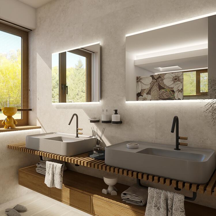 Zrcadlo hliníkový rám s led osvětlením 90×70 cm – Nimco Série 12000 ZP 12019
