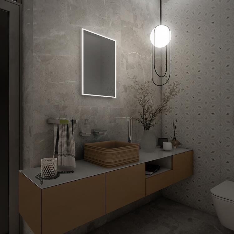 Zrcadlo hliníkový rám s led osvětlením 40×60 cm – Nimco Série ZP 13000