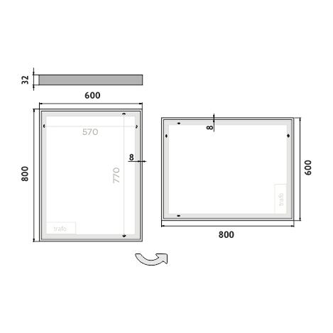 Zrcadlo hliníkový rám s led osvětlením 60×80 cm – Nimco Série 13000 ZP 13002