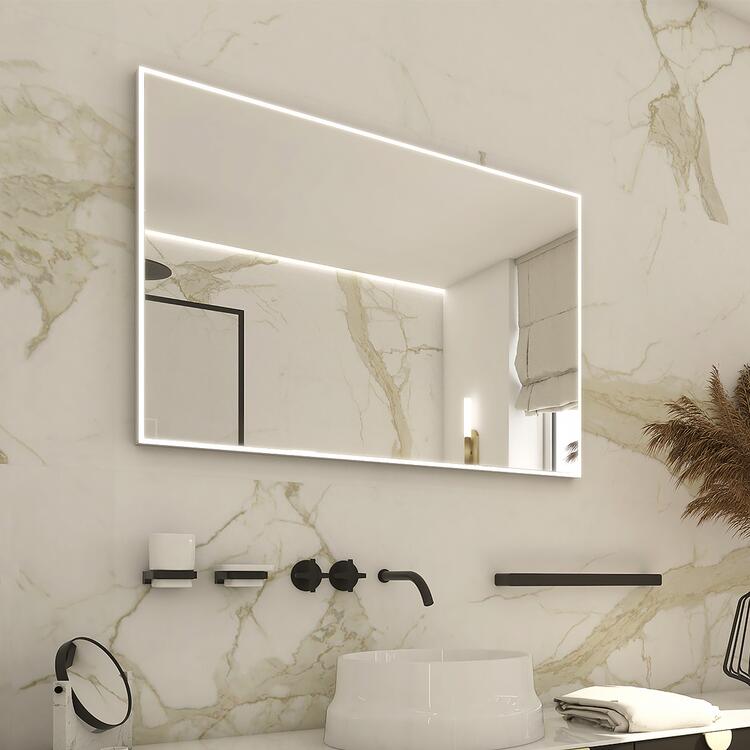 Zrcadlo hliníkový rám s led osvětlením, 800x700 mm - Nimco Série 13000