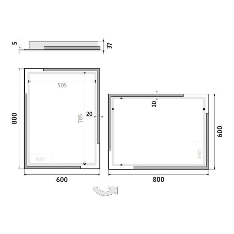 Zrcadlo hliníkový rám s led osvětlením 60×80 cm – Nimco Série 14000 ZP 14002