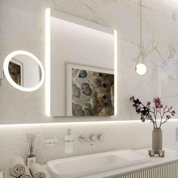 Zrcadlo hliníkový rám s led osvětlením 60×80 cm – Nimco Série 17000 ZP 17002