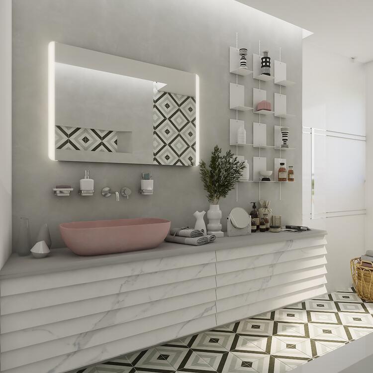 Zrcadlo hliníkový rám s led osvětlením 100×70 cm – Nimco Série 17000 ZP 17004