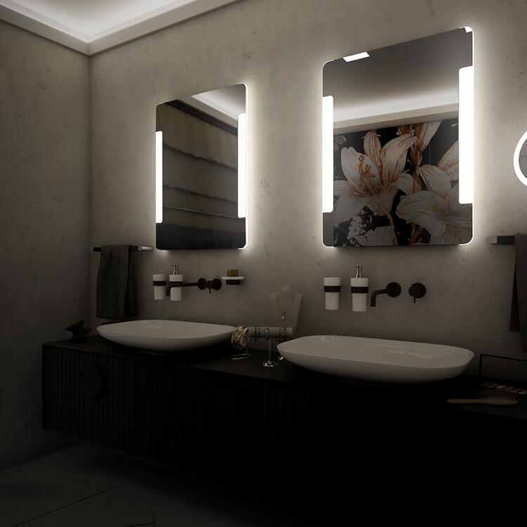 Zrcadlo hliníkový rám s led osvětlením 50×80 cm – Nimco Série 18000 ZP 18001