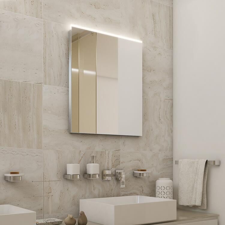 Zrcadlo hliníkový rám s led osvětlením, 800x600 mm - Nimco Série 8000