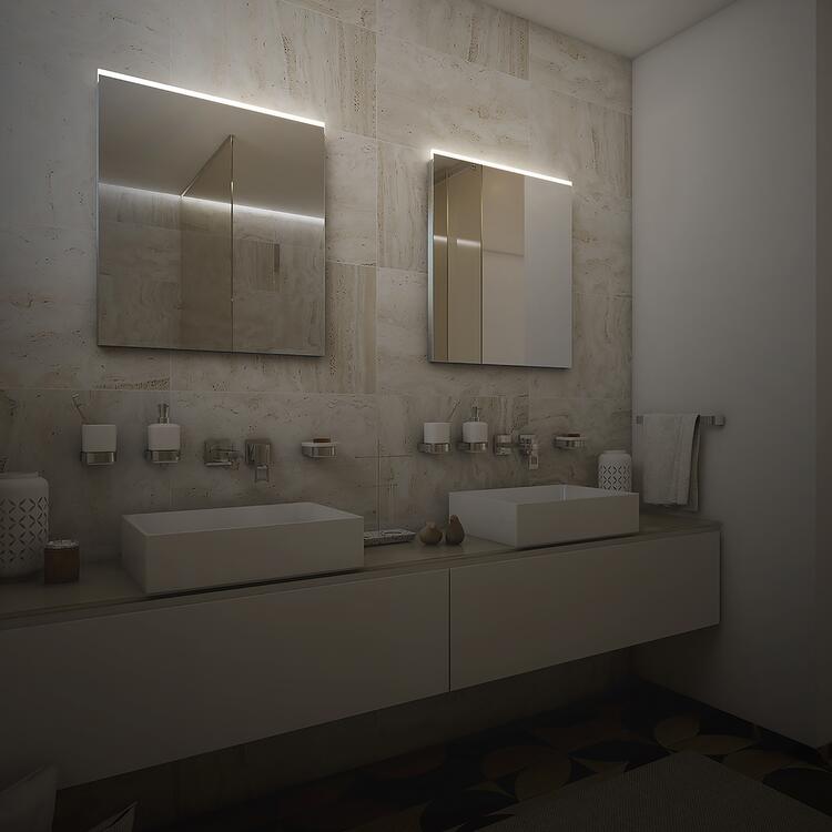 Zrcadlo hliníkový rám s led osvětlením 90×60 cm – Nimco Série 8000 ZP 8019