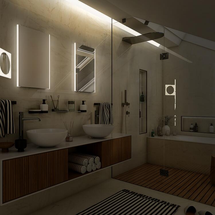 Zrcadlo hliníkový rám s led osvětlením 90×70 cm – Nimco Série 9000 ZP 9019