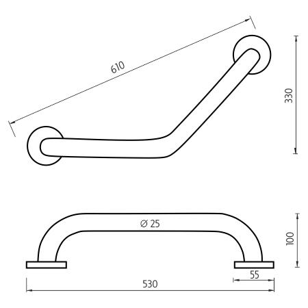 Madlo lomené 530x25 mm – Nimco BM 7035L-V-18