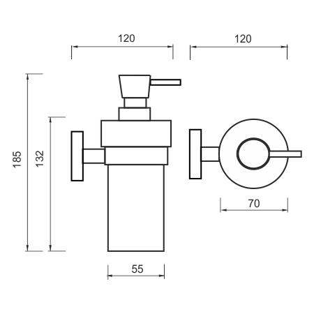 Dávkovač tekutého mýdla, pumpička broušená nerez/nerez – Nimco Unix UNM 13031W-T-10