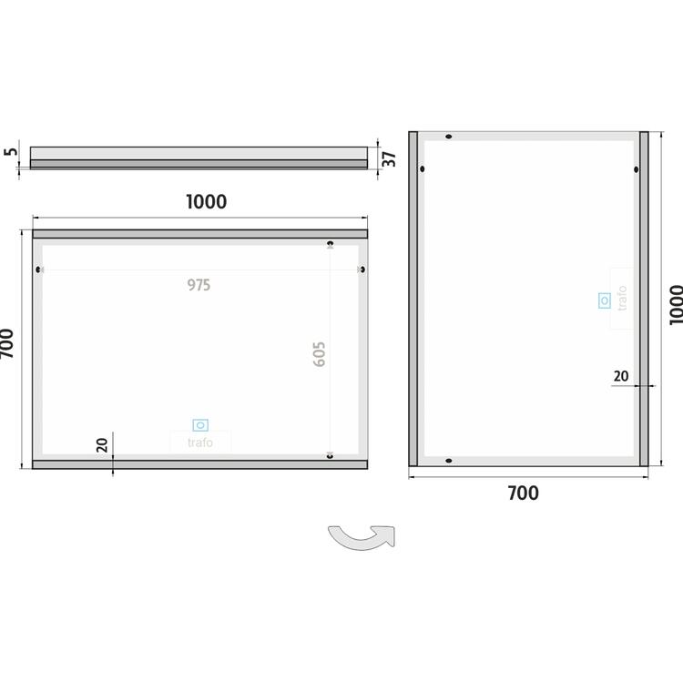 Zrcadlo hliníkový rám s led osvětlením a senzorem 10070 cm – Nimco Série 12000 ZP 12004V