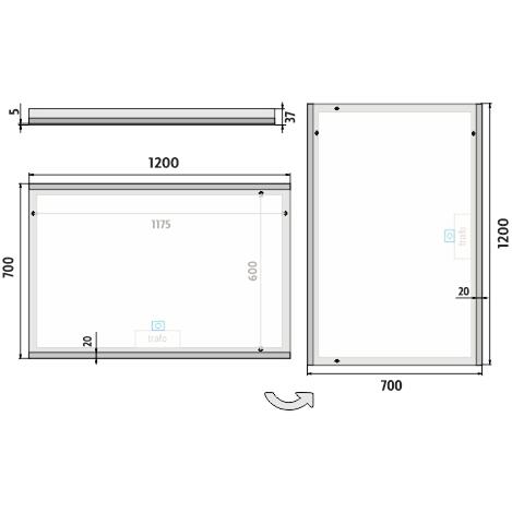 Zrcadlo hliníkový rám s led osvětlením 120×70 cm – Nimco Série 12000 ZP 12006V