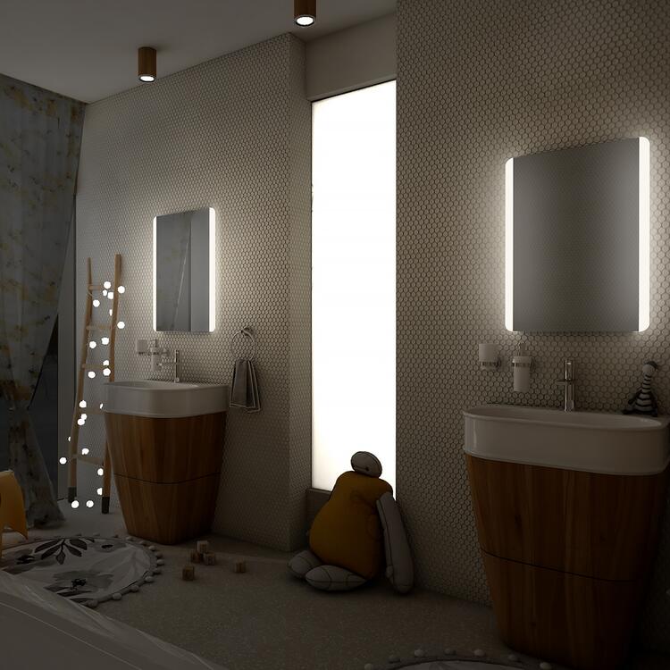 Zrcadlo hliníkový rám s led osvětlením a senzorem 50×70 cm – Nimco Série 17000 ZP 17001V