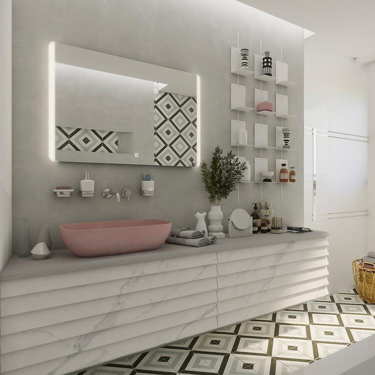 Zrcadlo hliníkový rám s led osvětlením a senzorem 90×70 cm – Nimco Série 17000 ZP 17019V
