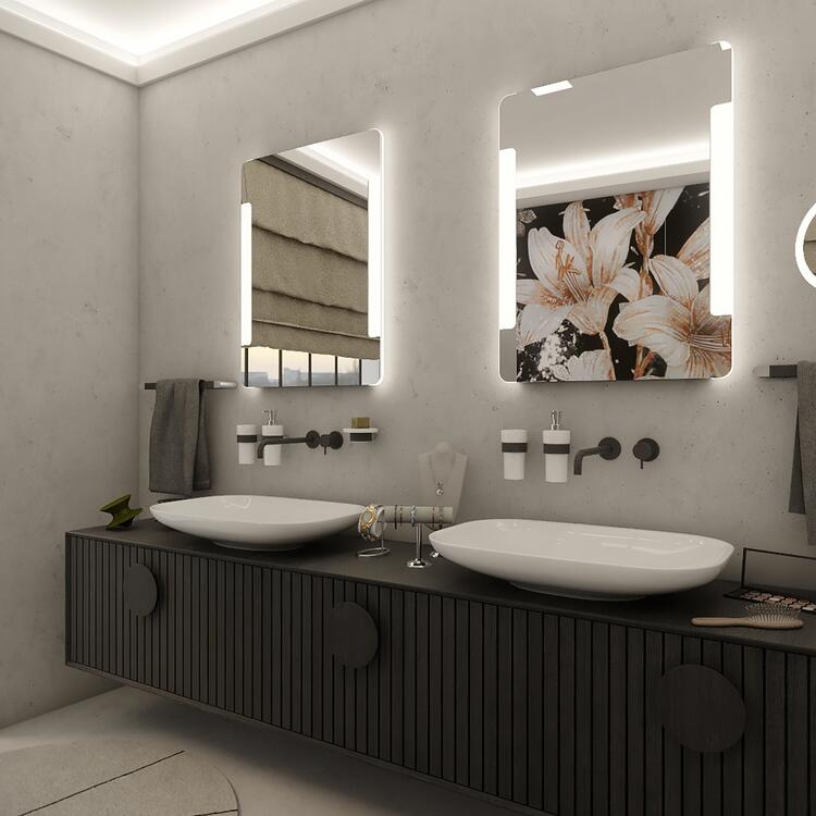 Zrcadlo hliníkový rám s led osvětlením a senzorem 60×80 cm – Nimco Série 18000 ZP 18002V