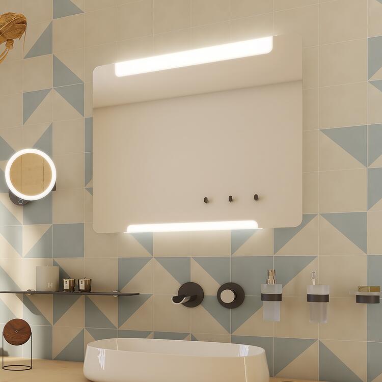 Zrcadlo hliníkový rám s led osvětlením 100×70 cm – Nimco Série 22000 ZP 22004