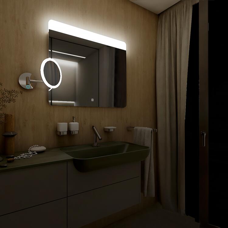 Zrcadlo hliníkový rám s led osvětlením a senzorem 100×70 cm – Nimco Série 23000 ZP 23004V