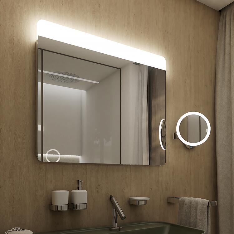 Zrcadlo hliníkový rám s led osvětlením, 900x700 mm - Nimco Série 23000