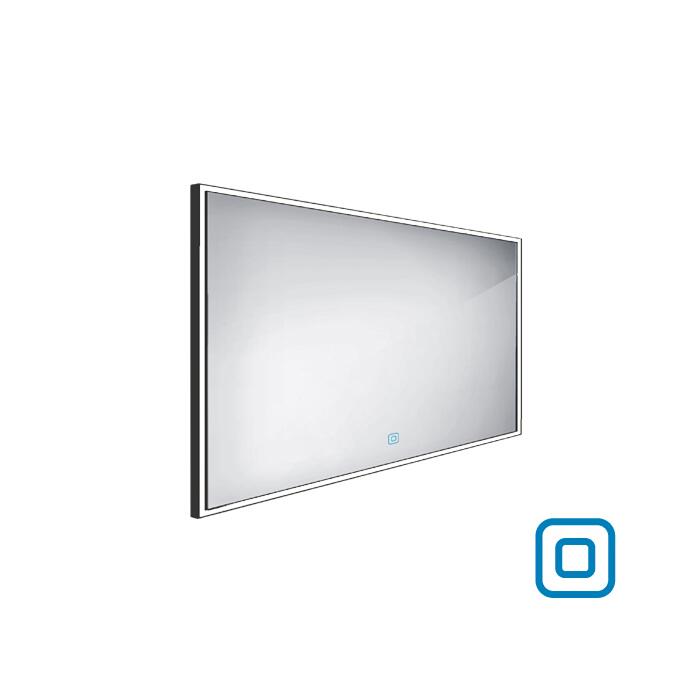 Zrcadlo černý rám s LED osvětlením, senzorem, 1200x700 mm - Nimco Série 13000