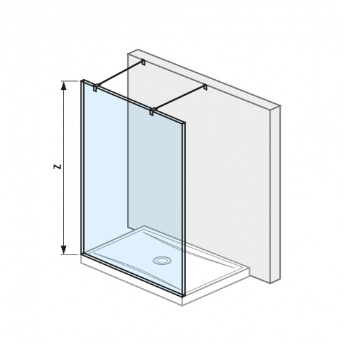Cubito pure - Skleněná stěna pevná 120 cm pro sprchovou vaničku 120 x 80 cm a 120 x 90 cm, s úpravou Jika Perla GLASS, včetně dvou vzpěr