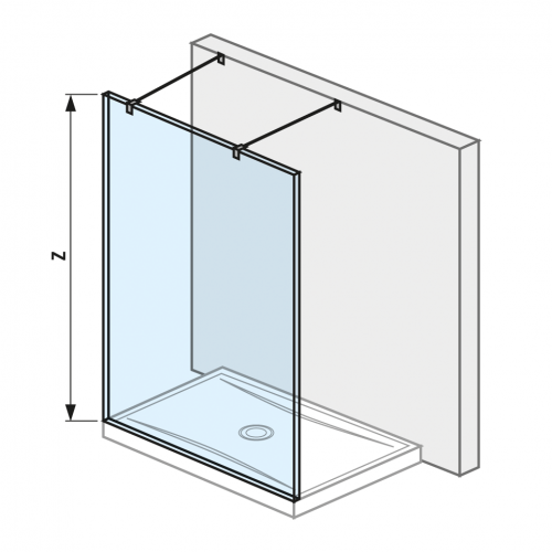 Cubito pure - Skleněná stěna pevná 140 cm pro sprchovou vaničku 140 x 80 cm a 140 x90 cm, s úpravou Jika Perla GLASS, včetně dvou vzpěr