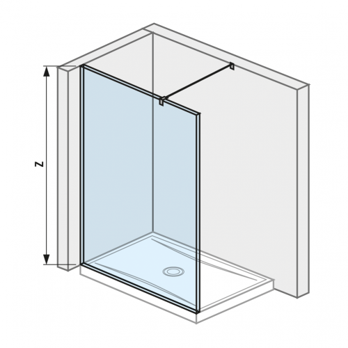 Cubito pure - Skleněná stěna boční 120 cm pro sprchovou vaničku 120 x 80 cm a 120 x 90 cm, s úpravou Jika Perla GLASS, včetně bočního profilu a vzpěry