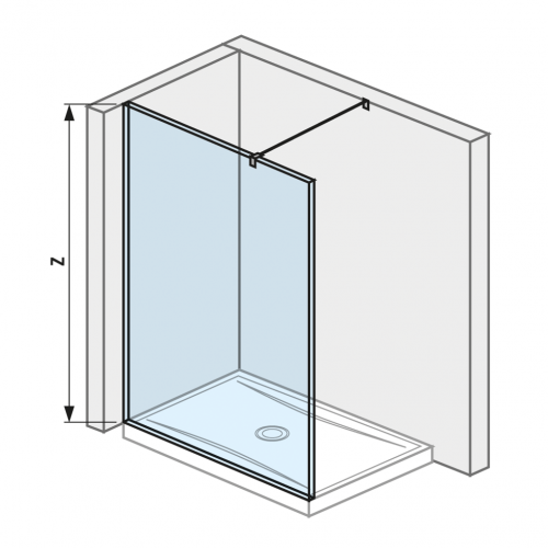 Cubito pure - Skleněná stěna boční 130 cm pro sprchovou vaničku 130 x 80 cm a 130 x 90 cm, s úpravou Jika Perla GLASS, včetně bočního profilu a vzpěry