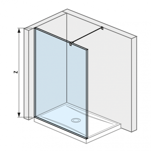 Cubito pure - Skleněná stěna boční 140 cm pro sprchovou vaničku 140 x 80 cm a 140 x 90 cm, s úpravou Jika Perla GLASS, včetně bočního profilu a vzpěry