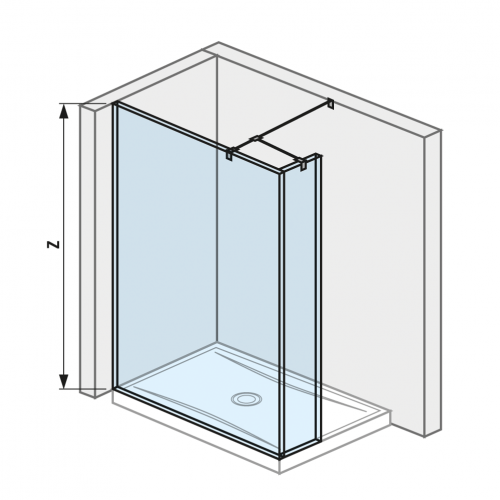 Cubito pure - Skleněná stěna boční 120 cm pro sprchovou vaničku 120 x 80 cm a 120 x90 cm, s úpravou Jika Perla GLASS, včetně krátkého skla, profilu pro spojení dvou skel, včetně bočního profilu a vzpěry