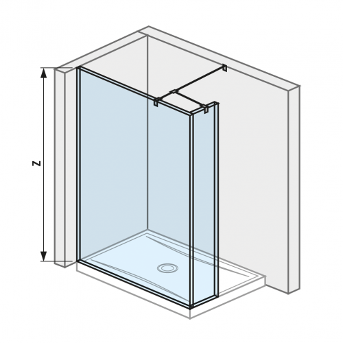 Cubito pure - Skleněná stěna boční 130 cm pro sprchovou vaničku 130 x 80 cm a 130 x 90 cm, s úpravou Jika Perla GLASS, včetně krátkého skla, profilu pro spojení dvou skel, včetně bočního profilu a vzpěry