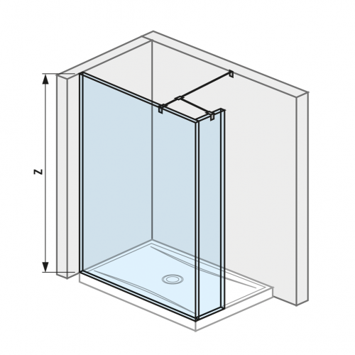 Cubito pure - Skleněná stěna boční 140 cm pro sprchovou vaničku 140 x 80 cm a 140 x 90 cm, s úpravou Jika Perla GLASS, včetně krátkého skla, profilu pro spojení dvou skel, včetně bočního profilu a vzpěry