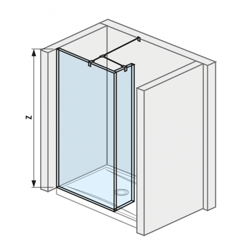 Cubito pure - Skleněná stěna boční 80 cm pro sprchovou vaničku 140 x 80 cm a  140 x 90 cm, s úpravou Jika Perla GLASS, včetně krátkého skla, profilu pro spojení dvou skel, bočního profilu a vzpěry