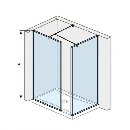 Cubito pure - Walk in do rohu 80 x 80 cm pro sprchovou vaničku 140 x 80 cm, včetně dvou bočních profilů a vzpěry, s úpravou Jika Perla GLASS