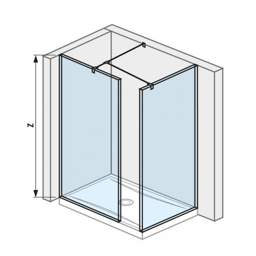 Cubito pure - Walk in do rohu 80 x 90 cm pro sprchovou vaničku 140 x 90 cm, včetně dvou bočních profilů a vzpěry, s úpravou Jika Perla GLASS