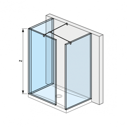Cubito pure - Walk in 68 x 80 cm pro sprchovou vaničku 120 x 80 cm, 130 x 80 cm, včetně dvou bočních profilů, profilu pro spojení dvou skel a vzpěry, s úpravou Jika Perla GLASS