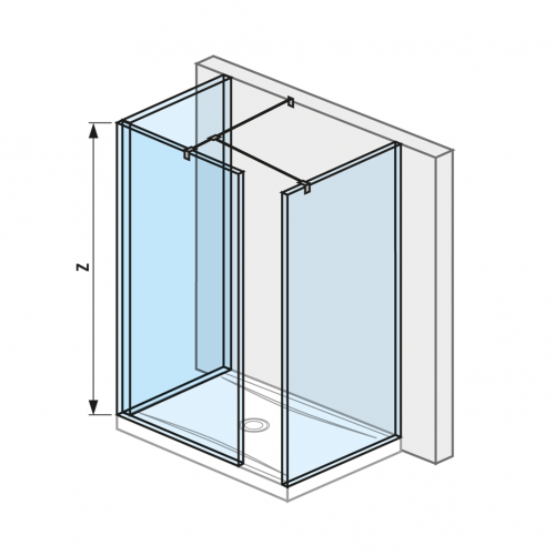 Cubito pure - Walk in 68 x 90 cm pro sprchovou vaničku 120 x 90 cm, 130 x 90 cm, včetně dvou bočních profilů, profilu pro spojení dvou skel a vzpěry, s úpravou Jika Perla GLASS