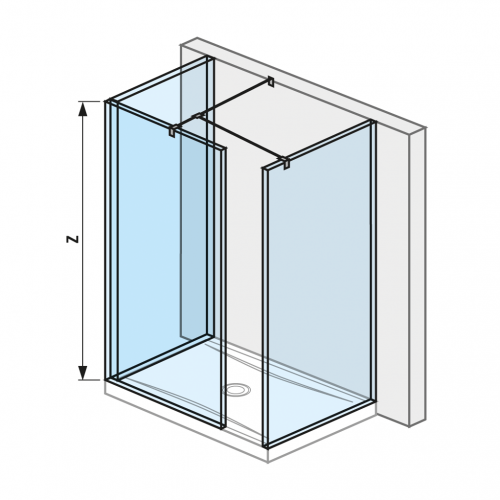 Cubito pure - Walk in 78 x 80 cm pro sprchovou vaničku 140 x 80 cm, včetně dvou bočních profilů, profilu pro spojení dvou skel a vzpěry, s úpravou Jika Perla GLASS