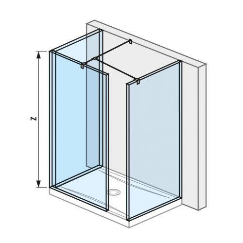 Cubito pure - Walk in 78 x 90 cm pro sprchovou vaničku 140 x 90 cm, včetně dvou bočních profilů, profilu pro spojení dvou skel a vzpěry, s úpravou Jika Perla Glass